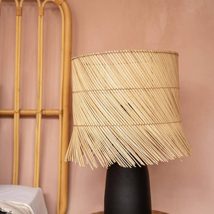 Lampe de table en rotin - Noir Naturel