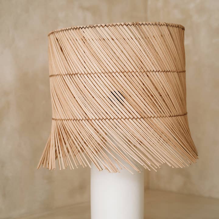 Lampe de table en rotin - Blanc Naturel